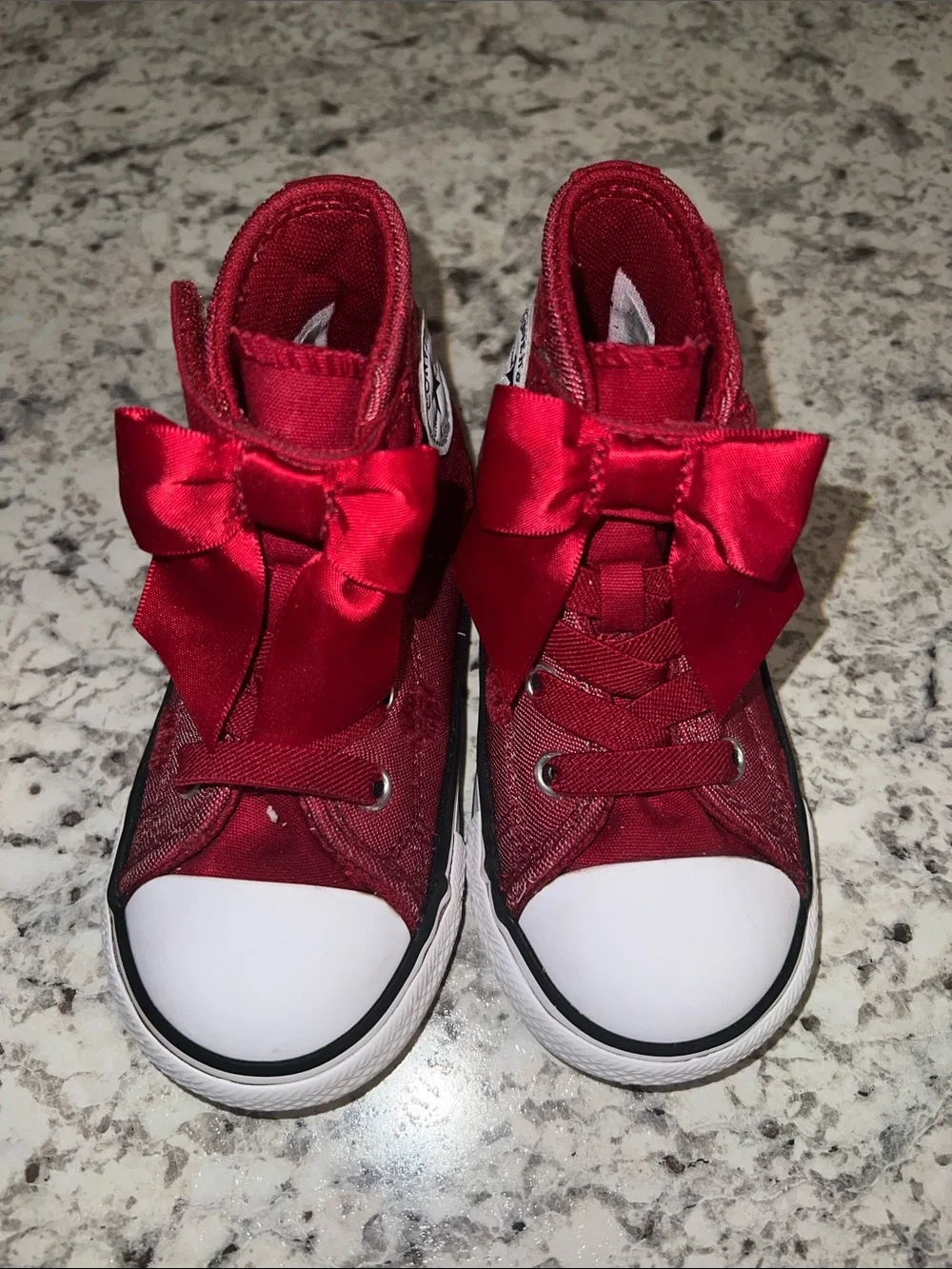 Converse Kids Red High-Top Sneakers with Satin Bow